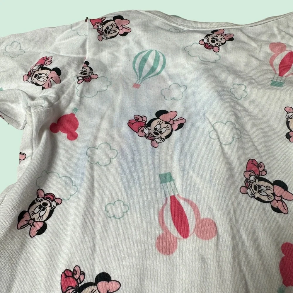 Baby H&M Disney White Baby Minnie Mouse Hot Air Balloon Button Front Pajamas